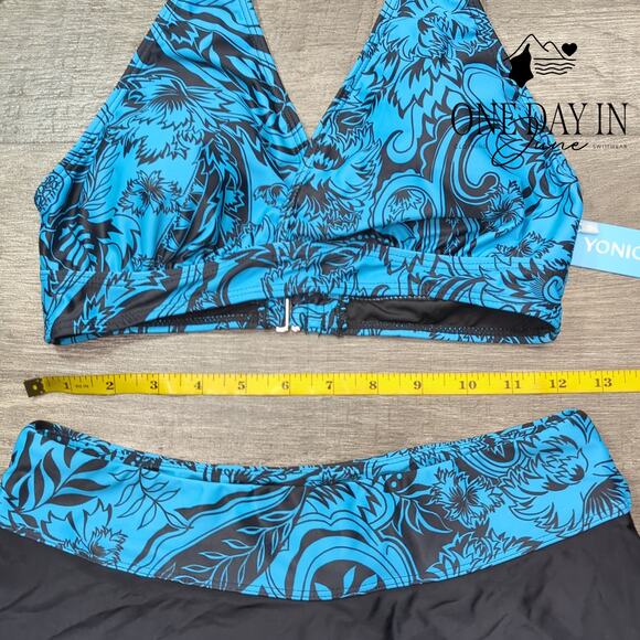 Yonique Halter Drawstring Skirtini Swimsuit Size S - Picture 4 of 4